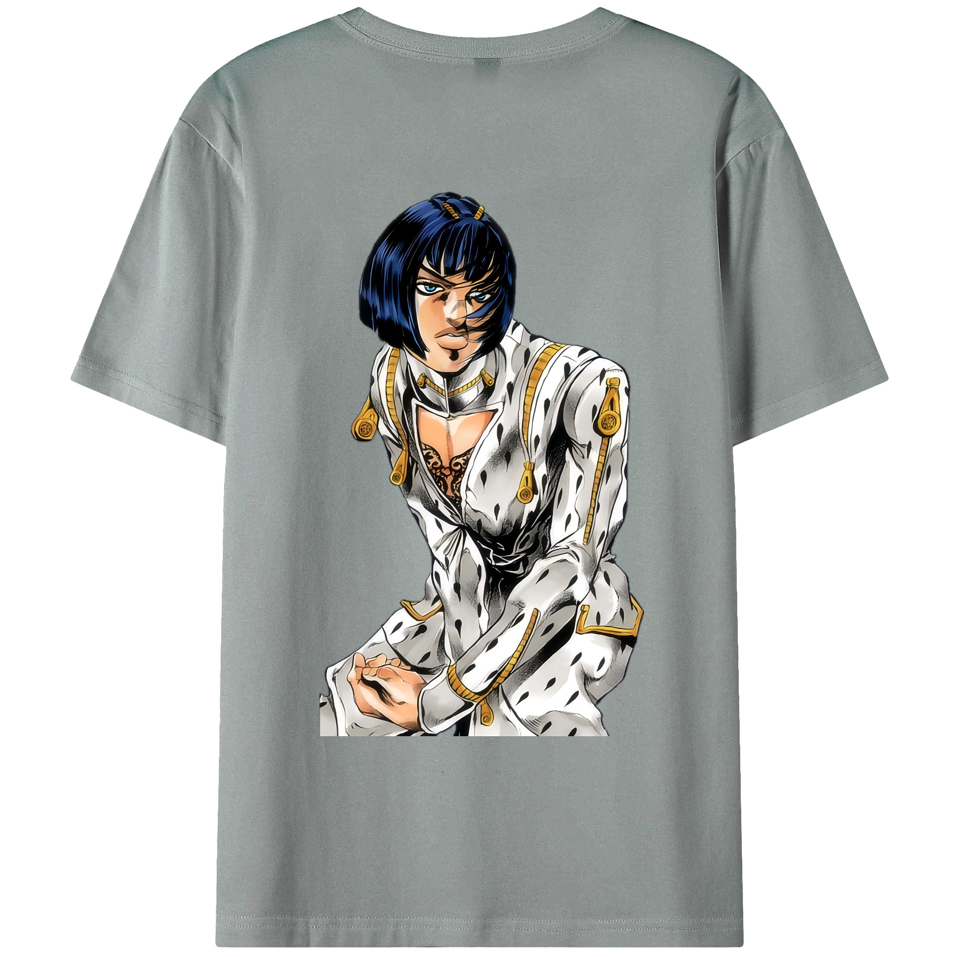 （画像用） ジョジョの奇妙な冒険 ブローノ?ブチャラティ JoJo's Bizarre Adventure Bruno Bucciarati 綿100％ メンズ半袖Tシャツ（バックプリント） 通気性